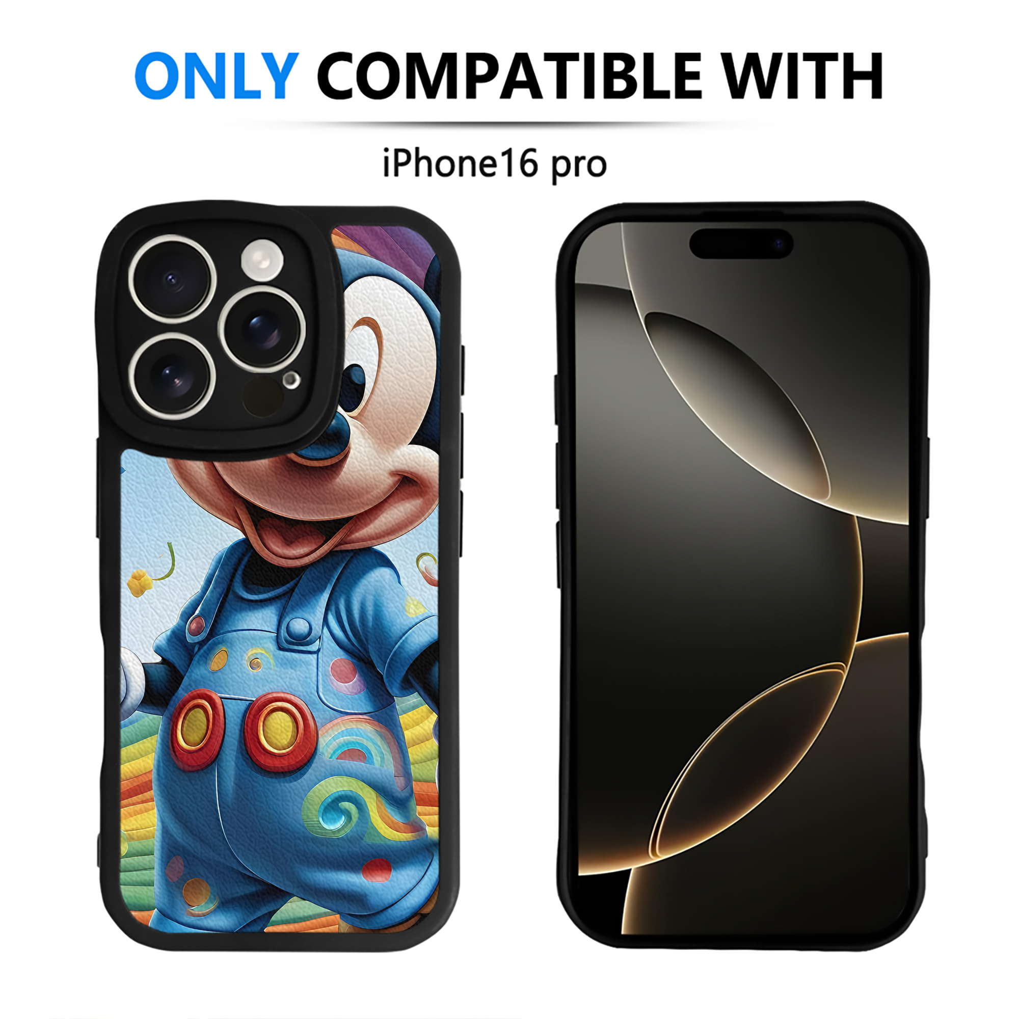 （画像用） ミッキーマウス Mickey Mouse 【iPhone 16シリーズ対応】シリコンスマホケース（レザー調） 材質：シリコン